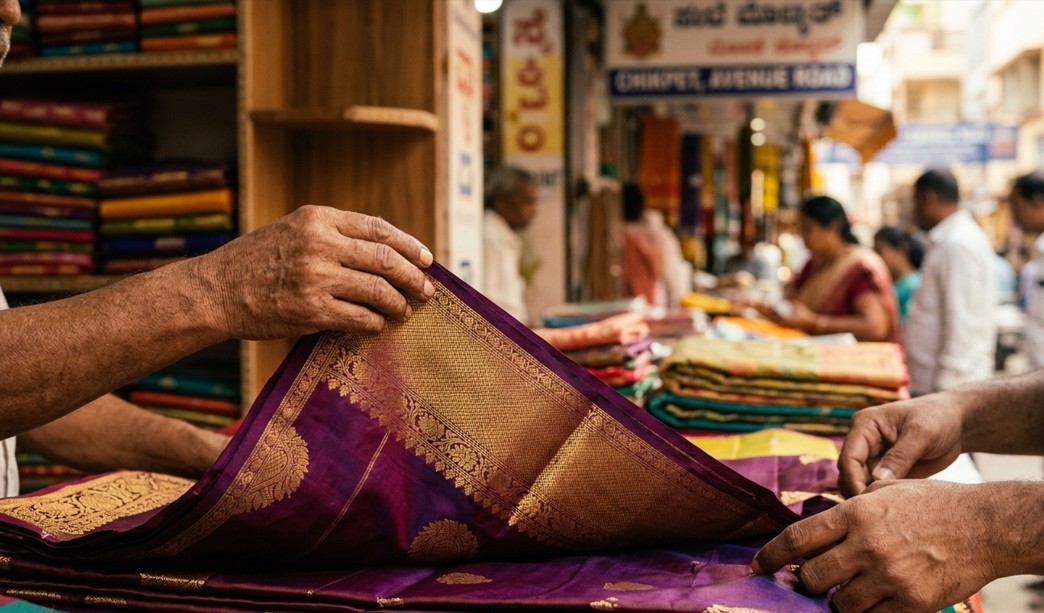 Difference between old saree buyers and resellers in Bangalore showing doorstep buyer and resale shop comparison