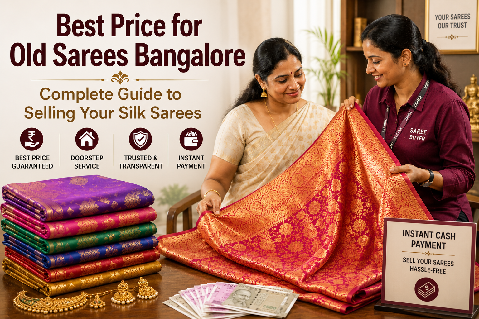 Best price for old sarees Bangalore with expert silk saree evaluation and instant payment